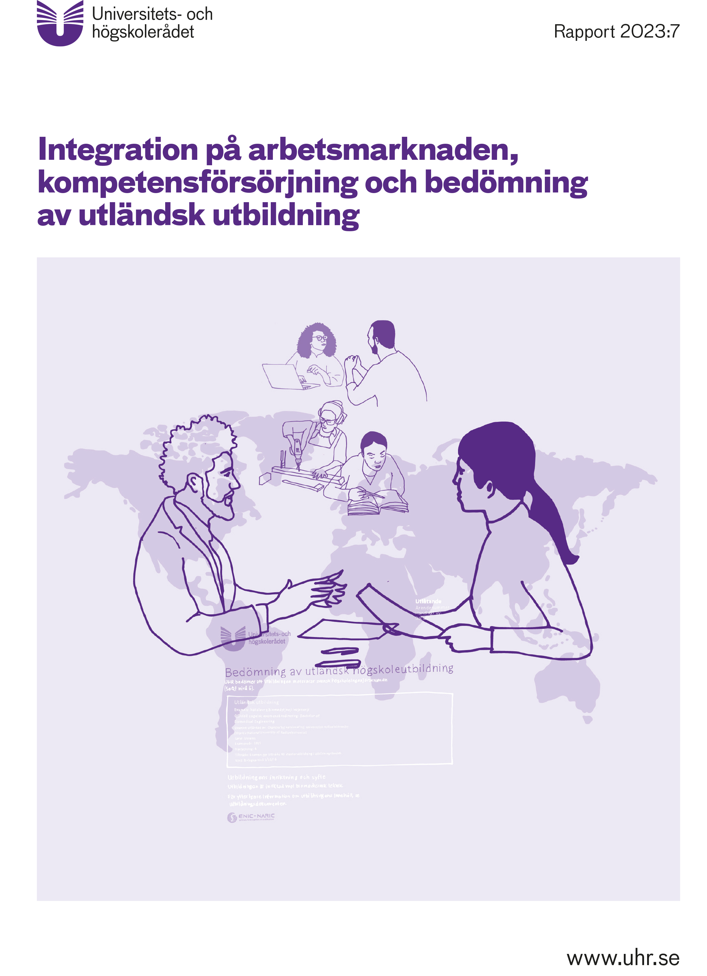 Omslag rapporten Integration på arbetsmarknaden, kompetensförsörjning och bedömning av utländsk utbildning