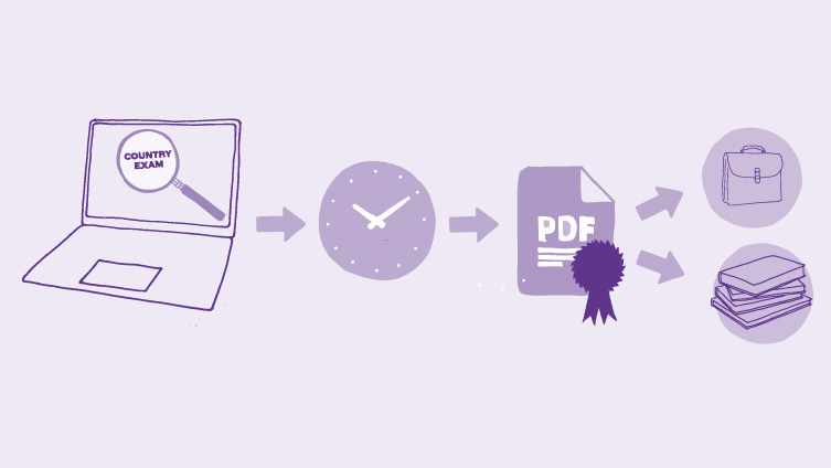 Process description of the online application for an evaluation and recognition.