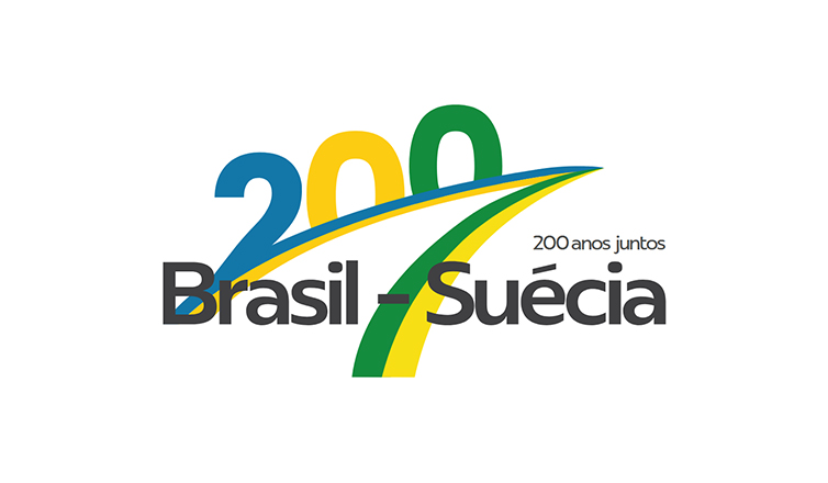 Logotyp Brasilien och Sverige 200 år tillsammans på portugisiska.