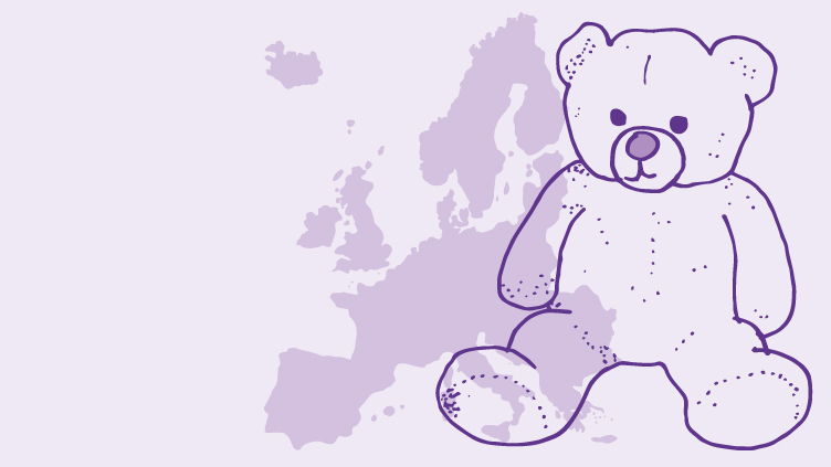 Illustration Upptäck Europa med en nalle.