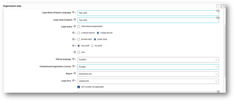 OID organisation data i Organisation registration system.