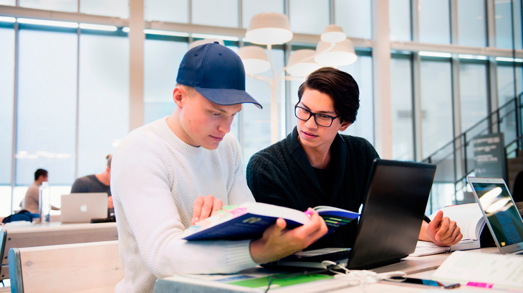 Två studenter studerar tillsammans