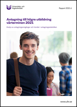Ladda ner "Ladda ned "Antagning till högre utbildning vårterminen 2021 — Analys av antagningsomgångar och trender i antagningsstatistiken" (pdf).